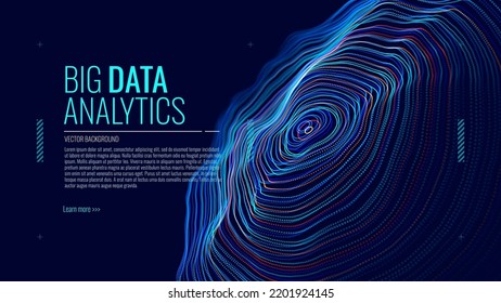 Abstract Particles Big Data Background. Hi-Tech Business Big Data Algorithms Visualization Vector Illustration with Dots Combination. Technology, Science, Digital Network Backdrop.