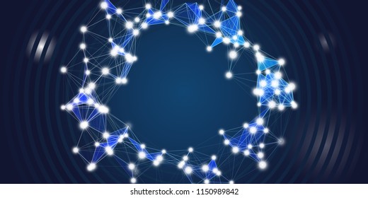 Abstract with particles connect lines and circles. Vector illustration.