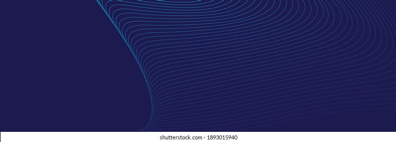 Abstract particles dots lines blue navy background banner. Neon glowing lines, magic energy space light concept, abstract background wallpaper design