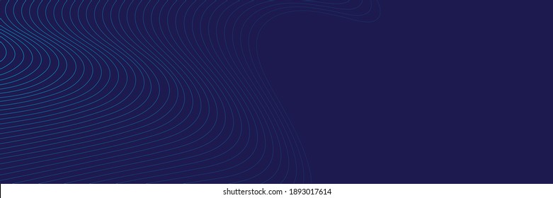 Partículas abstractas que marcan la bandera de fondo azul marino. Líneas brillantes de neón, concepto de luz espacial mágica, diseño de fondo abstracto de fondo de fondo
