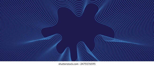 Abstractas partículas puntitos líneas azul marino fondo Anuncio. Líneas brillantes de neón, concepto de luz espacial de energía mágica, diseño abstracto del Fondo de pantalla de fondo