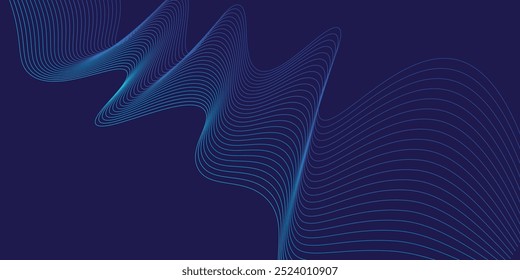 Abstract particles dots lines blue navy background banner. Neon glowing lines, magic energy space light concept, abstract background wallpaper design