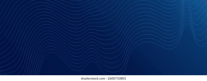 Abstract particles dots lines blue background banner. Neon glowing lines, magic energy space light concept, abstract background wallpaper design