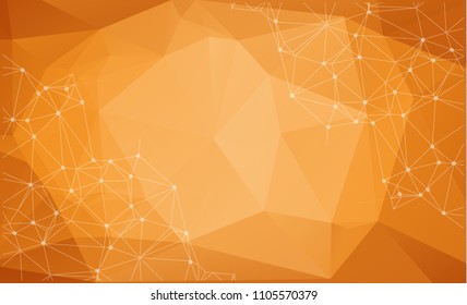 Abstract particles over orange background with shining sparks. Vector illustration.