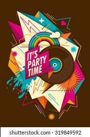 Abstract party background with vinyl. Vector illustration.