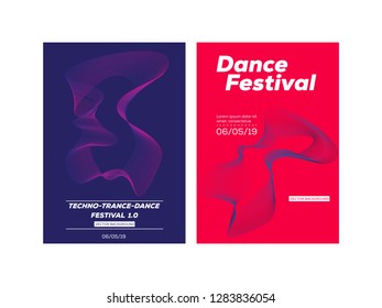 Abstract Party Flyer - Music Event Poster Template - Moving Wave Lines Vector Background
