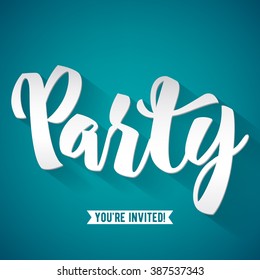Abstract party greeting card invitation background with ribbon. Vector illustration.