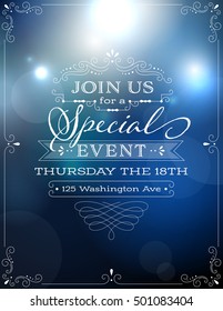 Abstract party lights background with invitation copy