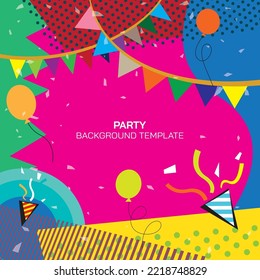 Abstract party vidvid colors background punchy vector design have blank space. Funny invitation template.