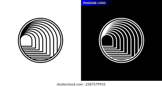 Abstract passage logo. Road, hallway, gate. Icon symbol design template EPS 10.	