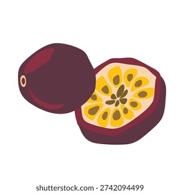 Abstract passion fruit Vector Icon. Vector Illustration Isolated on White Background. Hand-drawn passion fruit slices clip art. Passion fruit Vector Abstract Icon. Hand-drawn Pomegranate clip art. vector illustration, EPS format