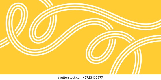 Padrão De Linha De Massa Abstrata. Fundo de Comida Amarelo com Wave Spaghetti. Textura de macarrão vetorial