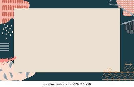Abstract pastel art background vector  with blank space . botanical line art wallpaper. 