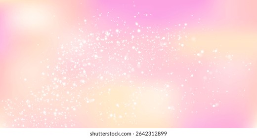 Abstract pastel backdrop with glittery sparkles and light burst in pink and peach hues. Elegant and romantic texture.
