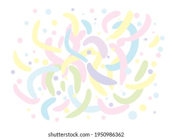 Resumen de fondo pastel en forma de pétalos de flores. Textura de confeti colorido en colores pastel pálidos. Ilustración plana colorida