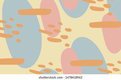 Abstract pastel background with hand drawn elements. Vector texture for textile, wrapping paper and kids clothes design. Stylish modern texture with chaotic simple shapes.
