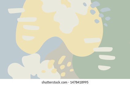 Abstract pastel background with hand drawn elements. Vector texture for textile, wrapping paper and kids clothes design. Stylish modern texture with chaotic simple shapes.