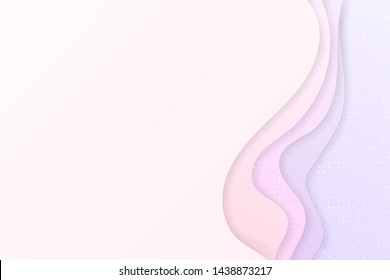 Abstract pastel background in paper cut style. 3D realistic paper waves and dotted pattern. Wallpaper with simple layered relief for design of banner, cover and presentation.