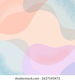 Abstract pastel background with soft fluid shapes and grainy texture. Modern minimalist vector style, perfect for posters, branding, packaging, web design, social media, and stationery.