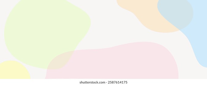Abstract pastel background with soft, organic shapes. Light colors include pastel pink, pastel blue, and pastel yellow. Smooth texture background. Digital background vector. Pink background.