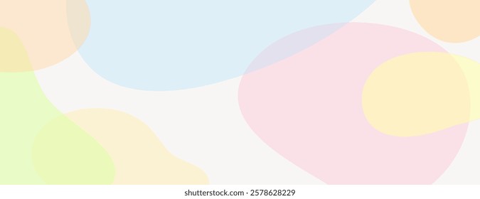 Abstract pastel background with soft, overlapping shapes. Light blue and pastel colors create a smooth, calming background texture. Digital background vector. Pastel background.