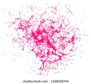 Abstract pastel background. Vector illustration of triangle flow from dots and lines. Simple node to dance explosion. Colorful shards of glass isolated on white for print or web design.