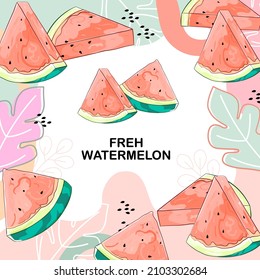 Abstract pastel background with Watermelon, Watermelon background.Fresh concept  design,Design for Sale banner ,Cover ,Wallpaper