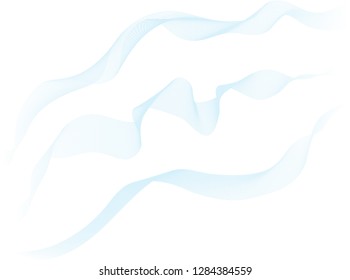Abstract pastel blue ribbons isolated on white background. Wave of the many colored lines. Vector illustration EPS 10.