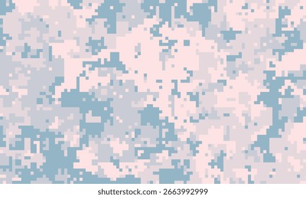 Abstractas patrón de camuflaje pastel. Textura digital sin costuras en tonos suaves rosa y azul. Ideal para la moda, el diseño textil, o como fondo.