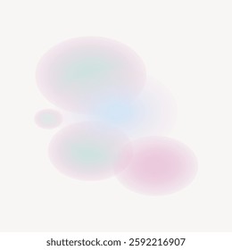 Abstract pastel circles overlap on a white background. Soft, translucent circles create a calming, dreamy effect. Pastel colors blend subtly in circles. Vector illustration.