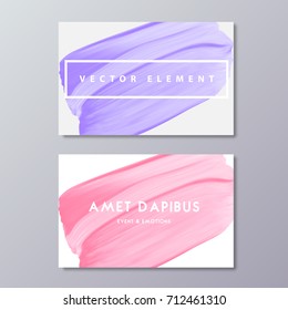 Abstract pastel color art painting isolated on white background. Female minimal modern business cards design template