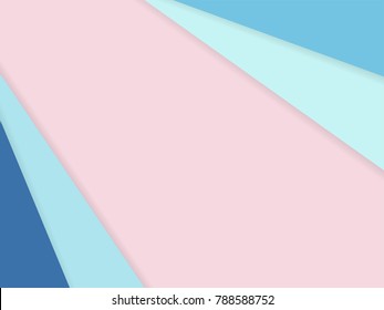 Abstract pastel color background by paper sheet overlap blue tone on pink background. For background, banner, presentation template.