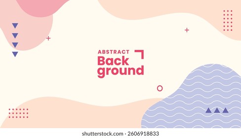 Abstract pastel color background with hand drawn textures, memphis style