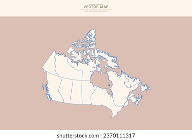 Abstract  Pastel color of Canada map vector.