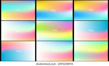 Abstract pastel color gradient set of different colors. Smooth transition of colors. Perfect for background.