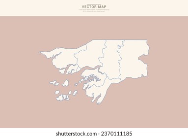 Abstract  Pastel color of Guinea Bissau map vector.