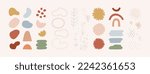 Abstract pastel color shape collection. Vector geometric mephis style and one line illustartion set. Colorful childish and nature shapes isolated on white background. Design element.