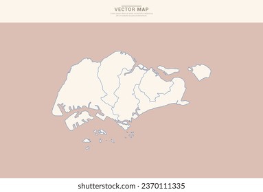 Abstract  Pastel color of Singapore map vector.