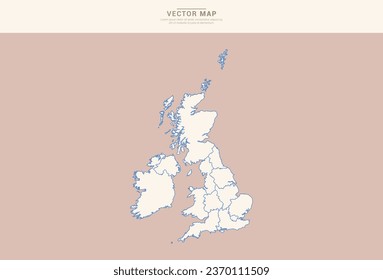 Abstract  Pastel color of United Kingdom (UK) map vector.