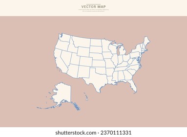 Abstract  Pastel color of United States of America (USA) map vector.