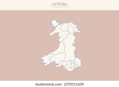Abstract  Pastel color of Wales map vector.