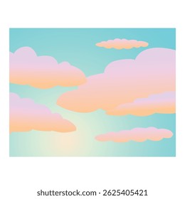 Abstract pastel colored cloudscape showing a beautiful sunset