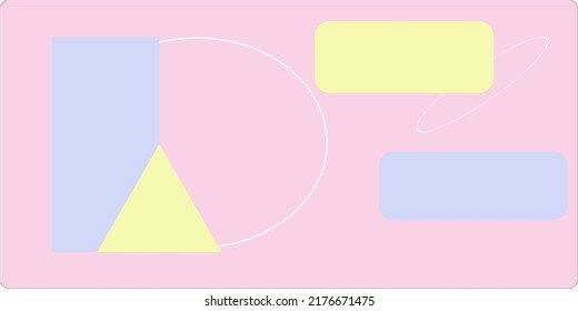 Abstract Pastel Colored Paper Minimalism Background Geometric Shapes and Lines in Pastel Color