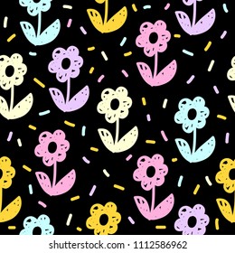 Abstract pastel colored seamless pattern. Modern swatch paint for birthday card, kids party invitation, wallpaper, holiday wrapping paper, shop sale poster, bag print, t shirt, workshop advertising.