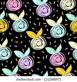 Abstract pastel colored seamless pattern. Modern swatch paint for birthday card, kids party invitation, wallpaper, holiday wrapping paper, shop sale poster, bag print, t shirt, workshop advertising.