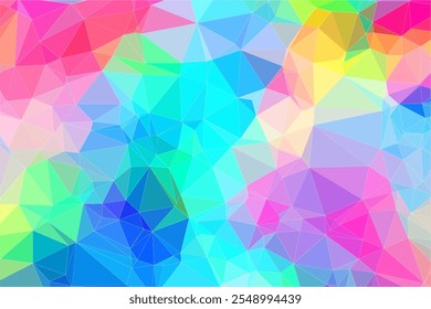 Abstrato pastel colorido 2d fundo poligonal. Padrão de mosaico de triângulo geométrico minimalista com cores arco-íris. Adequado para design de banner ou cartão. Ilustração vetorial