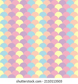 Abstract pastel colorful curve mermaid pattern seamless background