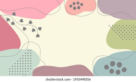 Abstract pastel colour irregular shapes form a frame for text