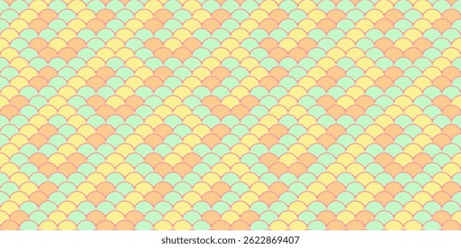 Abstract pastel fish scale pattern.  Perfect for backgrounds, textiles, or vibrant branding.  This cheerful, geometric design offers a playful yet sophisticated aesthetic.