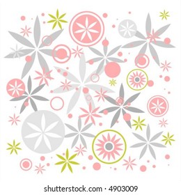 Abstract pastel flowers composition on a  white background.